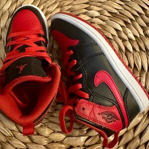 Black and Red High-Top Sneakers with Bold Design